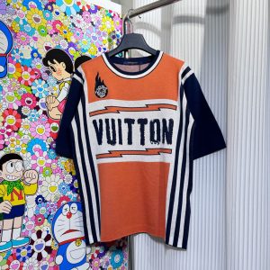 Louis Vuitton Men's Orange Flame T-Shirt Cotton Short Sleeve